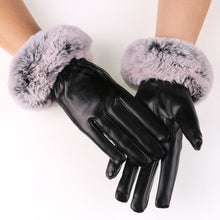 Load image into Gallery viewer, Women's Elegant Warm  Touch Screen  faux fur &amp; Leather Gloves
