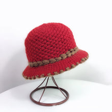 Load image into Gallery viewer, Women Warm Crocheted  Bucket caps two layer fleece lining cloche hats
