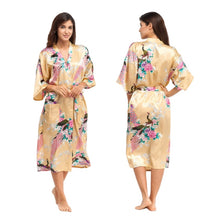 Load image into Gallery viewer, Women's Oversize Kimono Robe with Peacock and Blossoms Printed Kimono Nightgown
