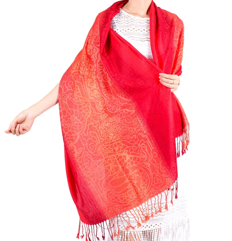 Women‘s silky gradient colors leopard pattern  Pashmina Shawl/Wrap/Scarves