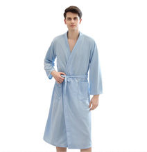 Load image into Gallery viewer, Unsex Solid long sleeve V-neck waffle pattern Kimono  Bathrobe Sleepwear  House Spa Long,
