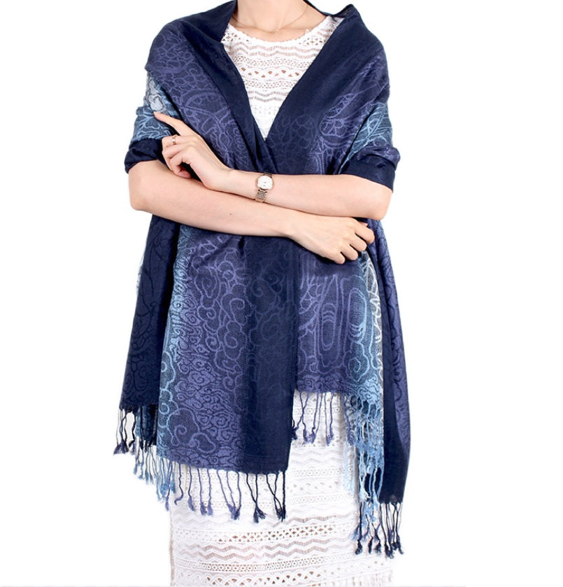 Women‘s silky gradient colors leopard pattern  Pashmina Shawl/Wrap/Scarves