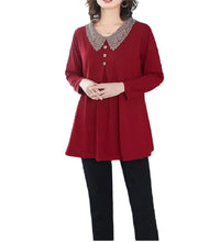 Load image into Gallery viewer, Women's V- lapel collar long sleeve loose fit solid colors tops causal Chest Pleats blouses
