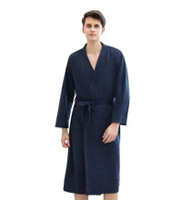 Load image into Gallery viewer, Unsex Solid long sleeve V-neck waffle pattern Kimono  Bathrobe Sleepwear  House Spa Long,
