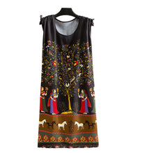 Load image into Gallery viewer, Women's  Viscose Tunic Plus Size crewneck adjustable sleeve loose fit Dress floral robe
