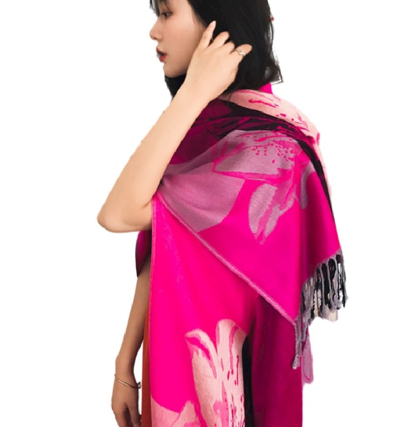 Soft Cotton Floral Scarf with Tassels – Lightweight & Comfortable Everyday Wrap
