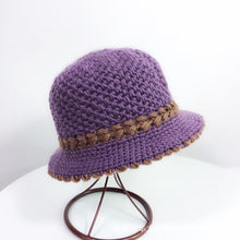 Load image into Gallery viewer, Women Warm Crocheted  Bucket caps two layer fleece lining cloche hats
