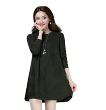 Load image into Gallery viewer, Women's oversize knit  Long Sleeve Crewneck pull over dress long Sweater
