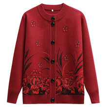 Load image into Gallery viewer, Women's Turtleneck  oriental style Orchids knitted  cardigan  casual Sweater
