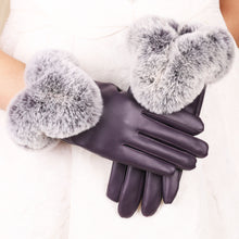 Load image into Gallery viewer, Women's Elegant Warm  Touch Screen  faux fur &amp; leather(PU) Gloves
