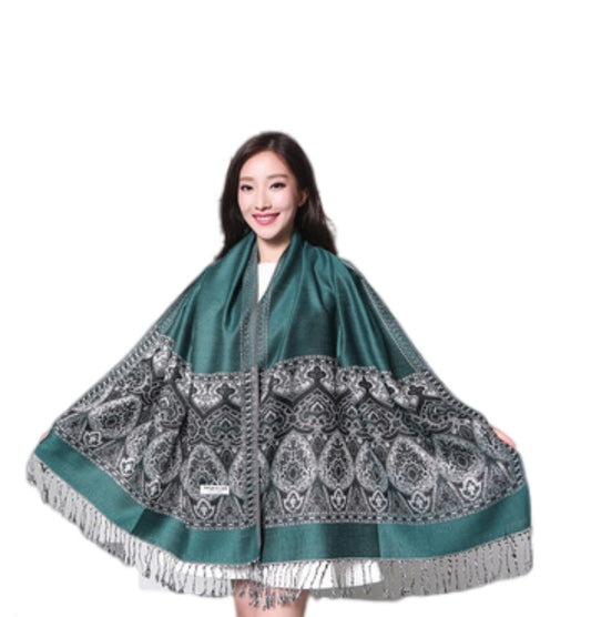 Women's warm pashmina paisley pattern Shawl Wrap Scarf w/Fringe