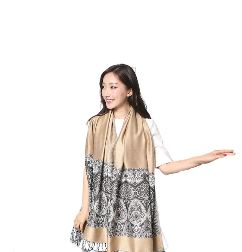 Women's warm pashmina paisley pattern Shawl Wrap Scarf w/Fringe