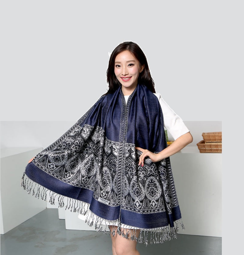 Women's warm pashmina paisley pattern Shawl Wrap Scarf w/Fringe