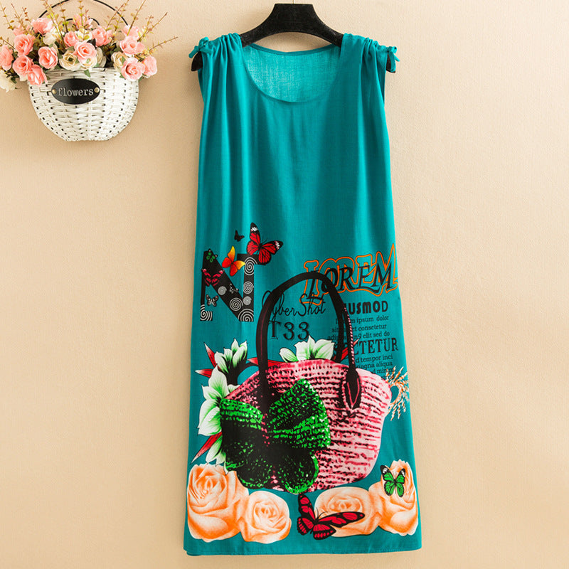 Women's  Viscose Tunic Plus Size crewneck adjustable sleeve loose fit Dress floral robe