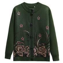 Load image into Gallery viewer, Women's Turtleneck  oriental style Orchids knitted  cardigan  casual Sweater
