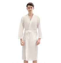 Load image into Gallery viewer, Unsex Solid long sleeve V-neck waffle pattern Kimono  Bathrobe Sleepwear  House Spa Long,
