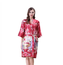 Load image into Gallery viewer, Women's medium Japanese beauty  pattern kimono floral Printed  robe Nightgown
