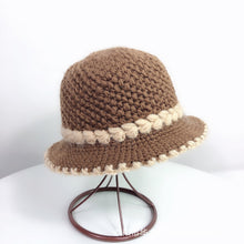 Load image into Gallery viewer, Women Warm Crocheted  Bucket caps two layer fleece lining cloche hats
