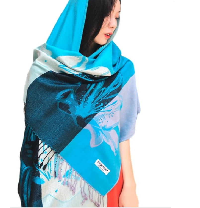 Soft Cotton Floral Scarf with Tassels – Lightweight & Comfortable Everyday Wrap