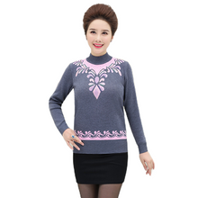 Charger l'image dans la galerie, Pull noir et gris à manches longues pour femmes à col montant, pull en tricot 
