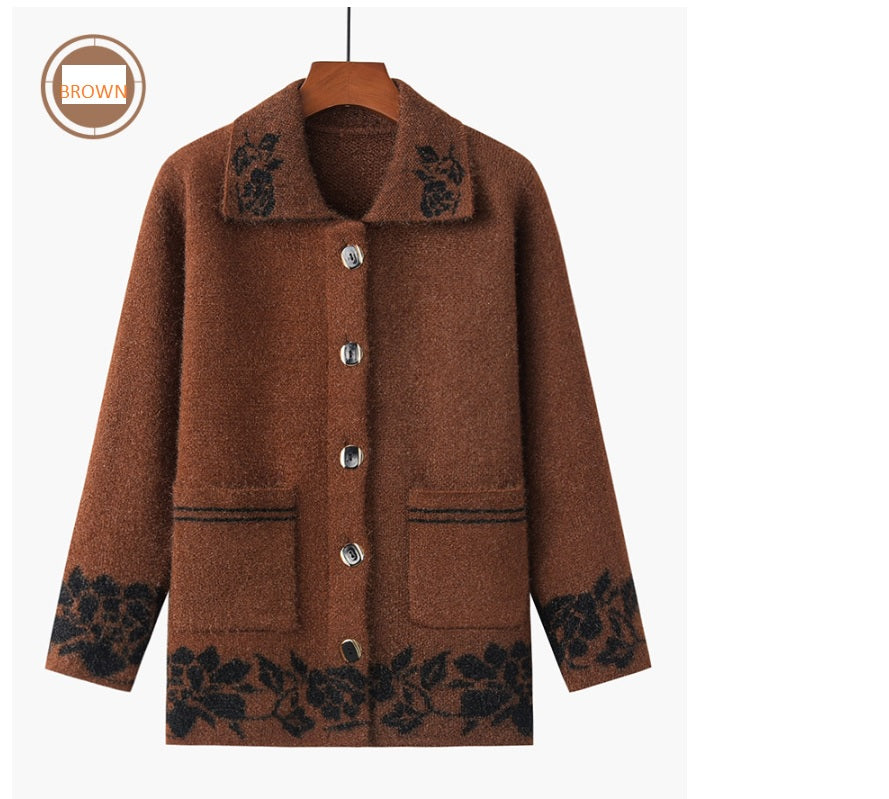 Women's fuzzy fleece lapel long sleeve open front button down cardigan loose fit casual sweater with pockets