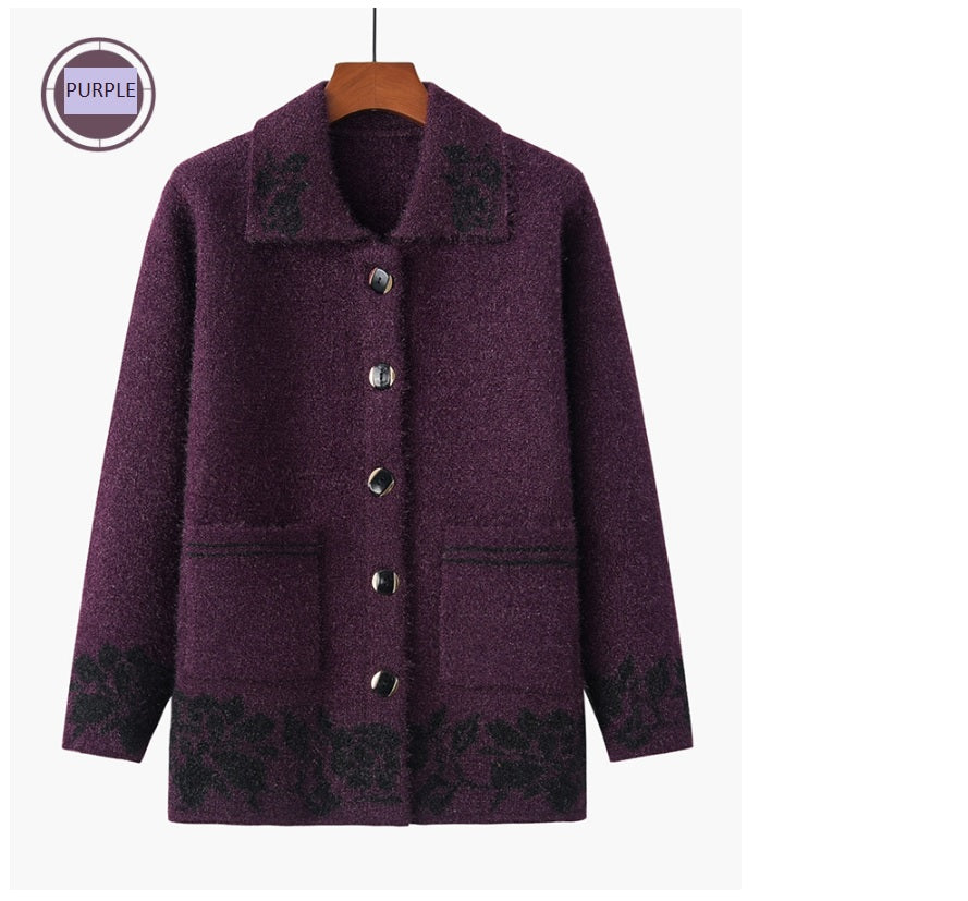 Women's fuzzy fleece lapel long sleeve open front button down cardigan loose fit casual sweater with pockets
