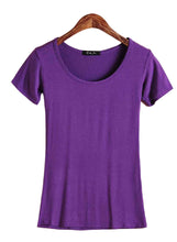 Load image into Gallery viewer, Women's summer solid colors scoop neck short sleeve Modal blouses T-shirt
