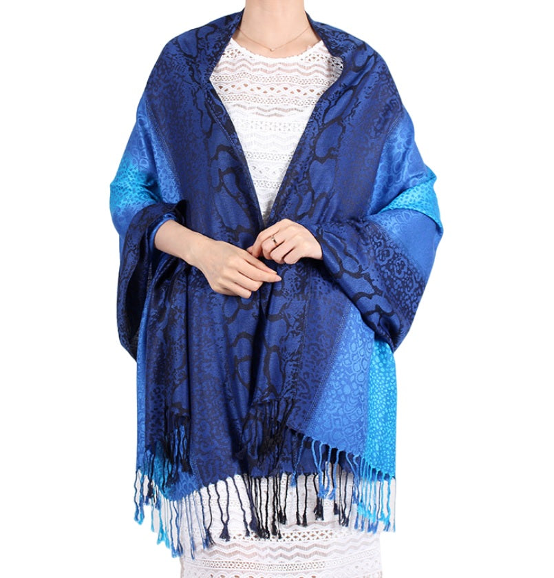 Women‘s silky gradient colors leopard pattern  Pashmina Shawl/Wrap/Scarves